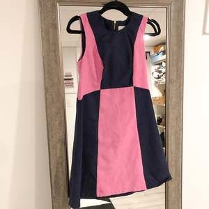 Julie Brown Pink Blue Colorblock Retro Suede Mini Dress Size 4